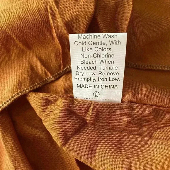 🆕Boho Trendy Khaki Tie Dye Ruffle-Trim Empire Waist Dress L🆕 - Picture 9 of 9